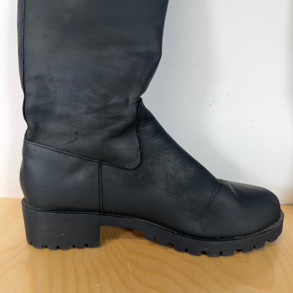 Volatile Leather Riding Boots Knee High Lug Sole‎ Zipper Buckle Tassel Black - Picture 10 of 14